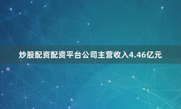 炒股配资配资平台公司主营收入4.46亿元